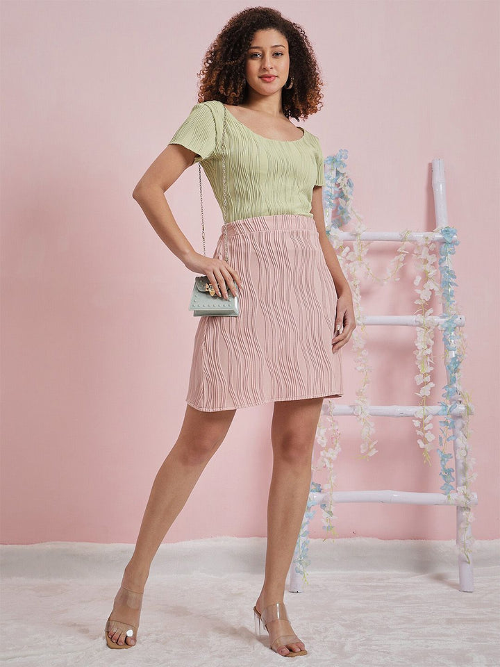 Athena Round Neck Short Sleeves Textured Top