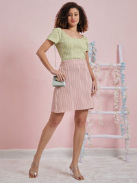 Athena Round Neck Short Sleeves Textured Top