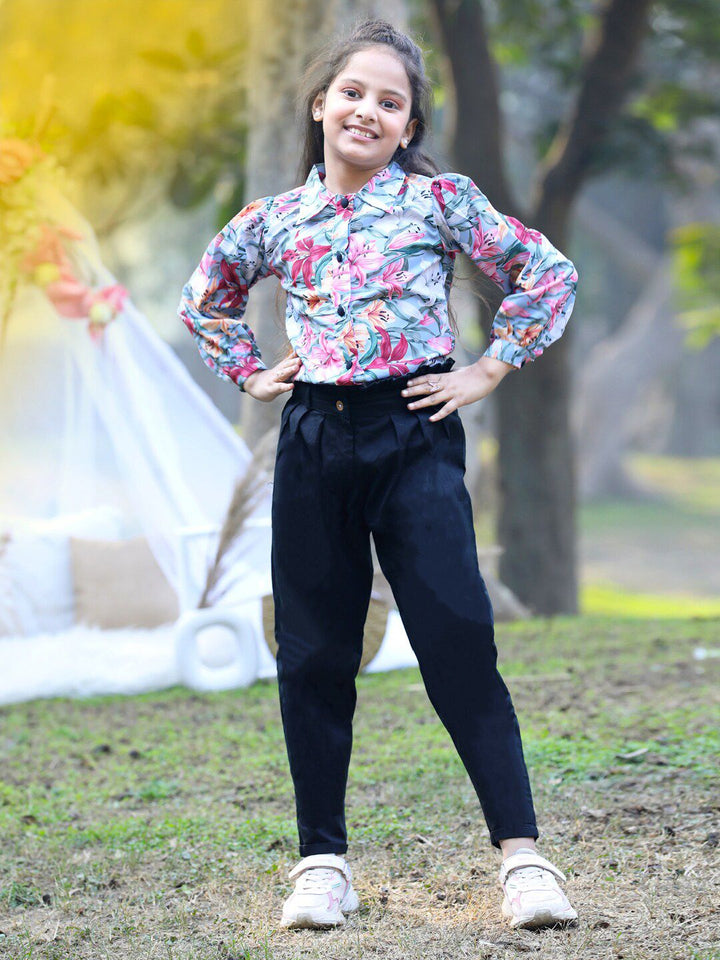 Cutiekins Girls Floral Printed Top with Trousers