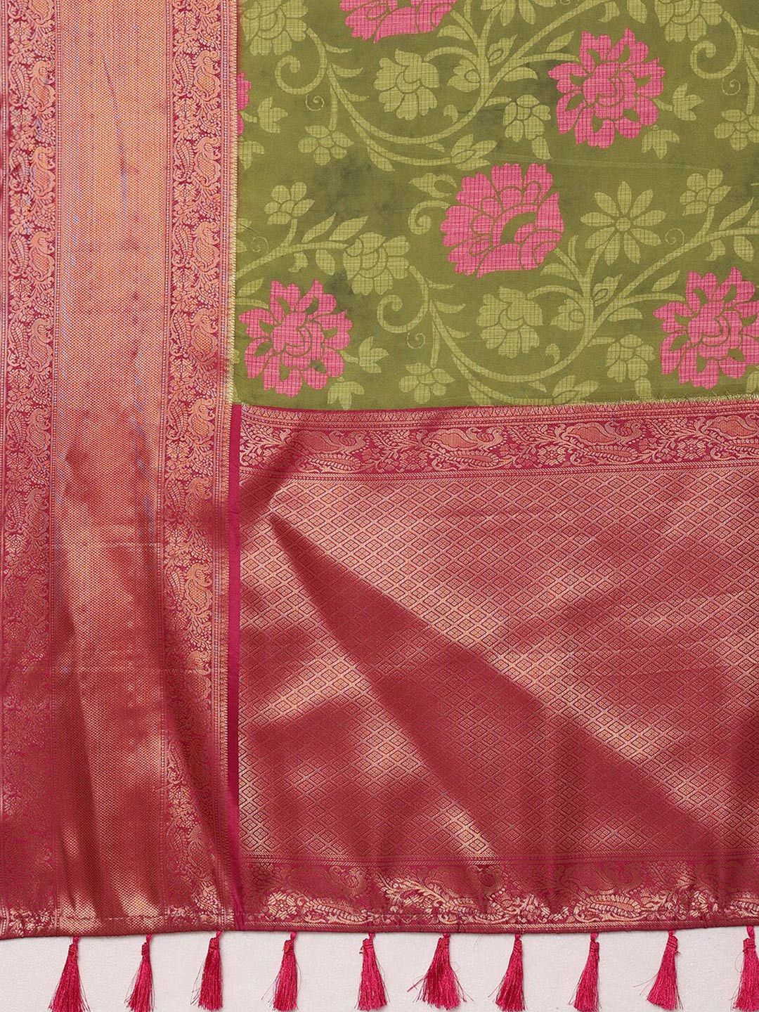 Silk Land Floral Kanjeewaram Silk Silk Digital Print saree