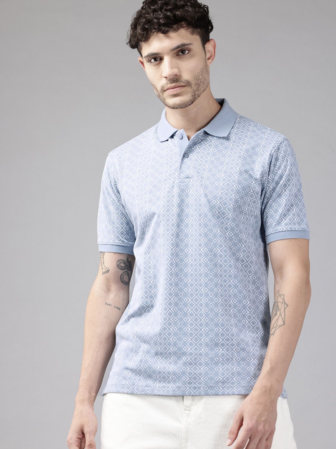 Park Avenue Geometric Print Polo Collar T-shirt