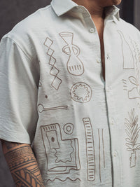Powerlook Men Abstract Printed Spread Collar India Slim Casual Shirt