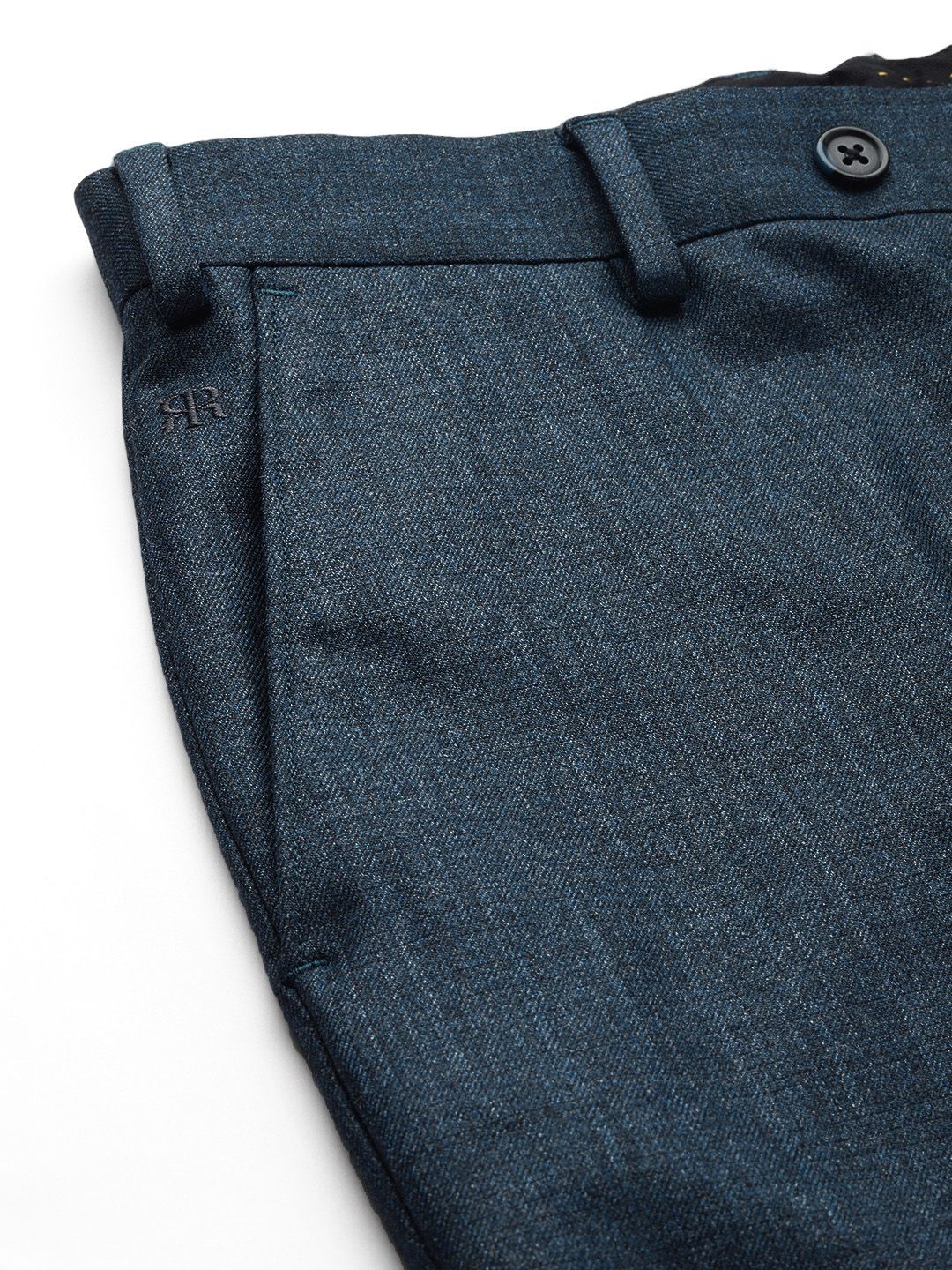 Raymond Men Checked Flat Front Slim Fit Formal Trousers