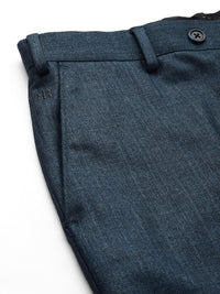Raymond Men Checked Flat Front Slim Fit Formal Trousers