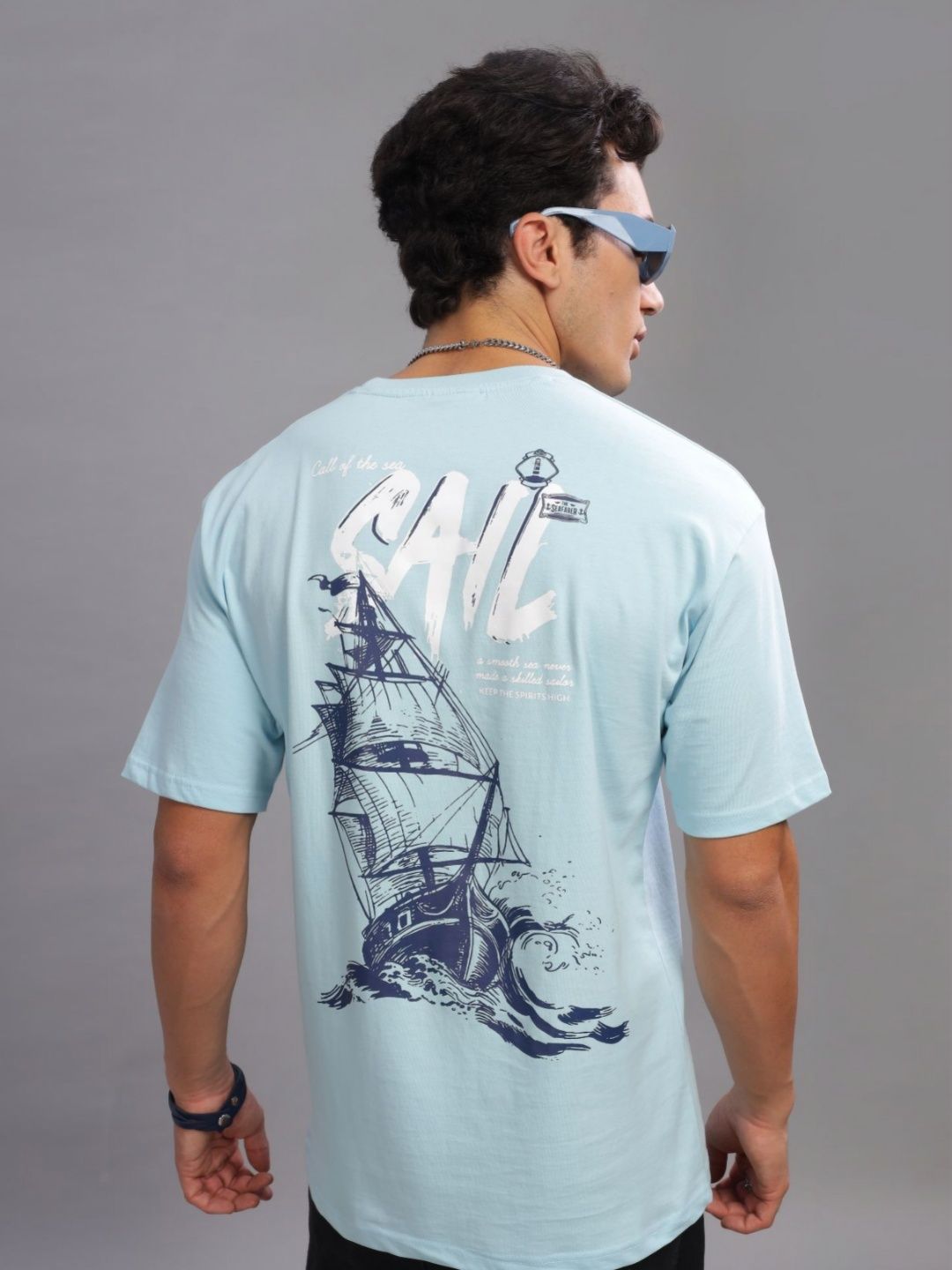 ADRO Men Graphic Printed Round Neck Cotton Oversized T-shirt