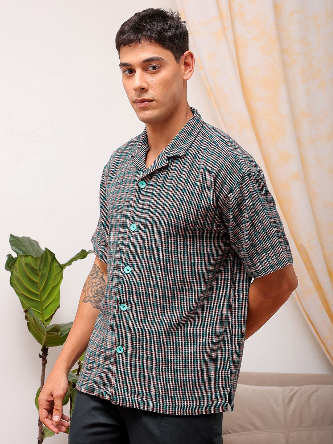 The Indian Garage Co Men Relaxed Fit Checked Resortwear Shirt
