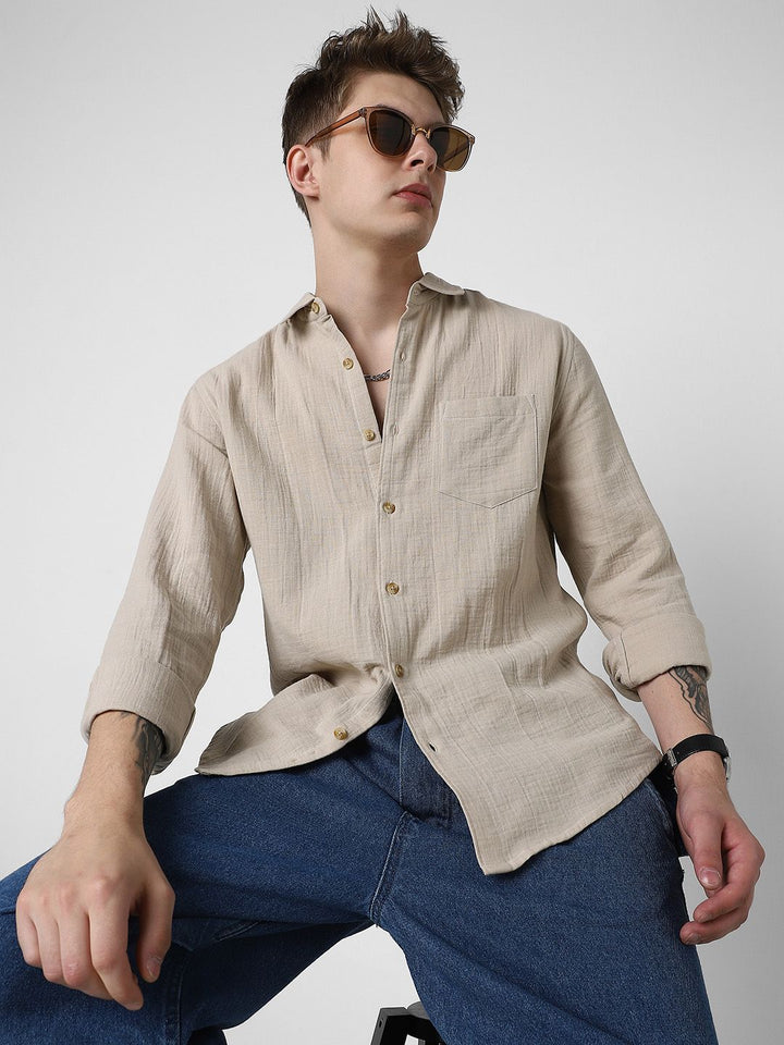VASTRADO Men Classic Slim Fit Opaque Casual Shirt