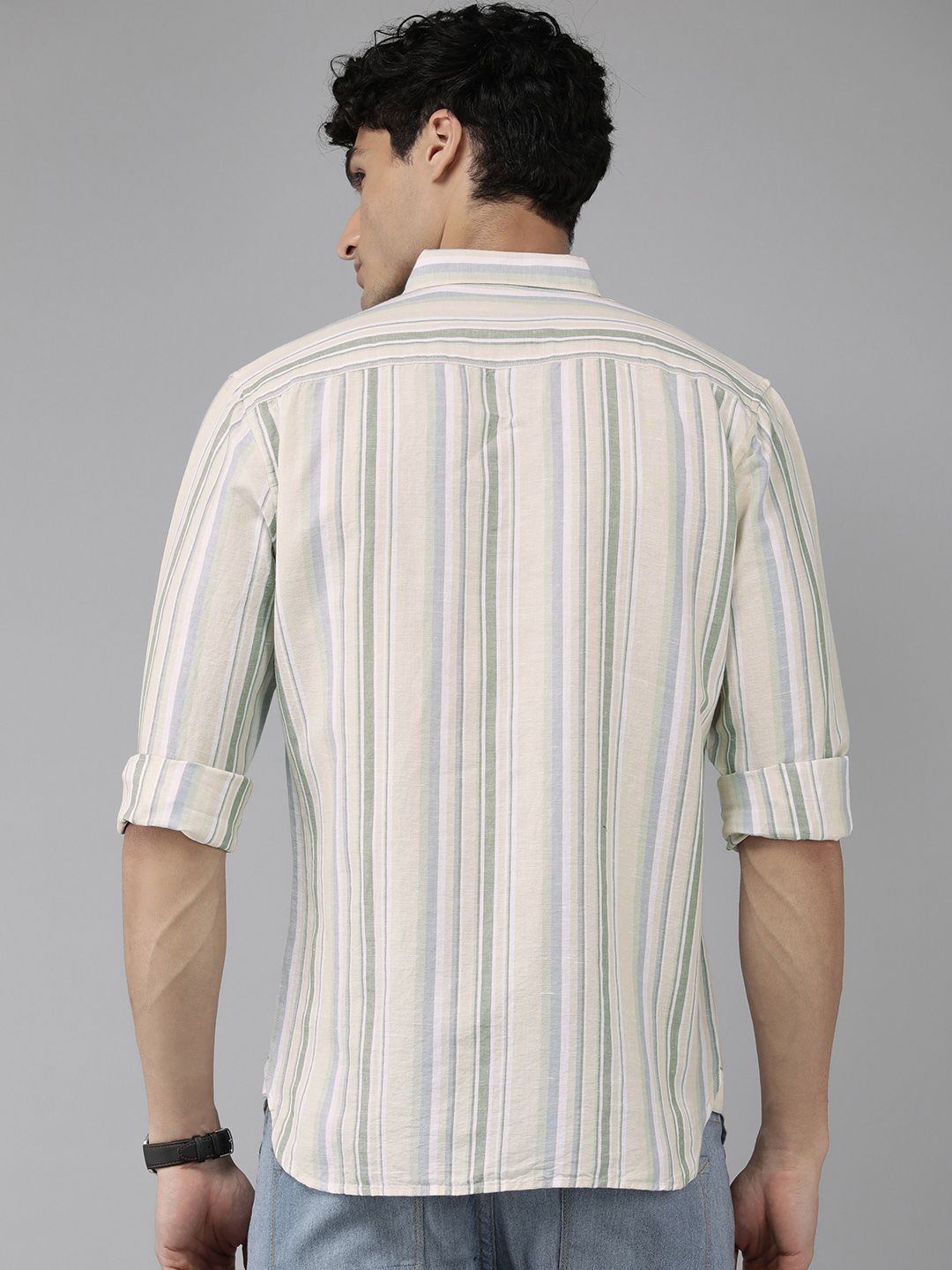 THE BEAR HOUSE Slim Fit Striped Casual Shirt