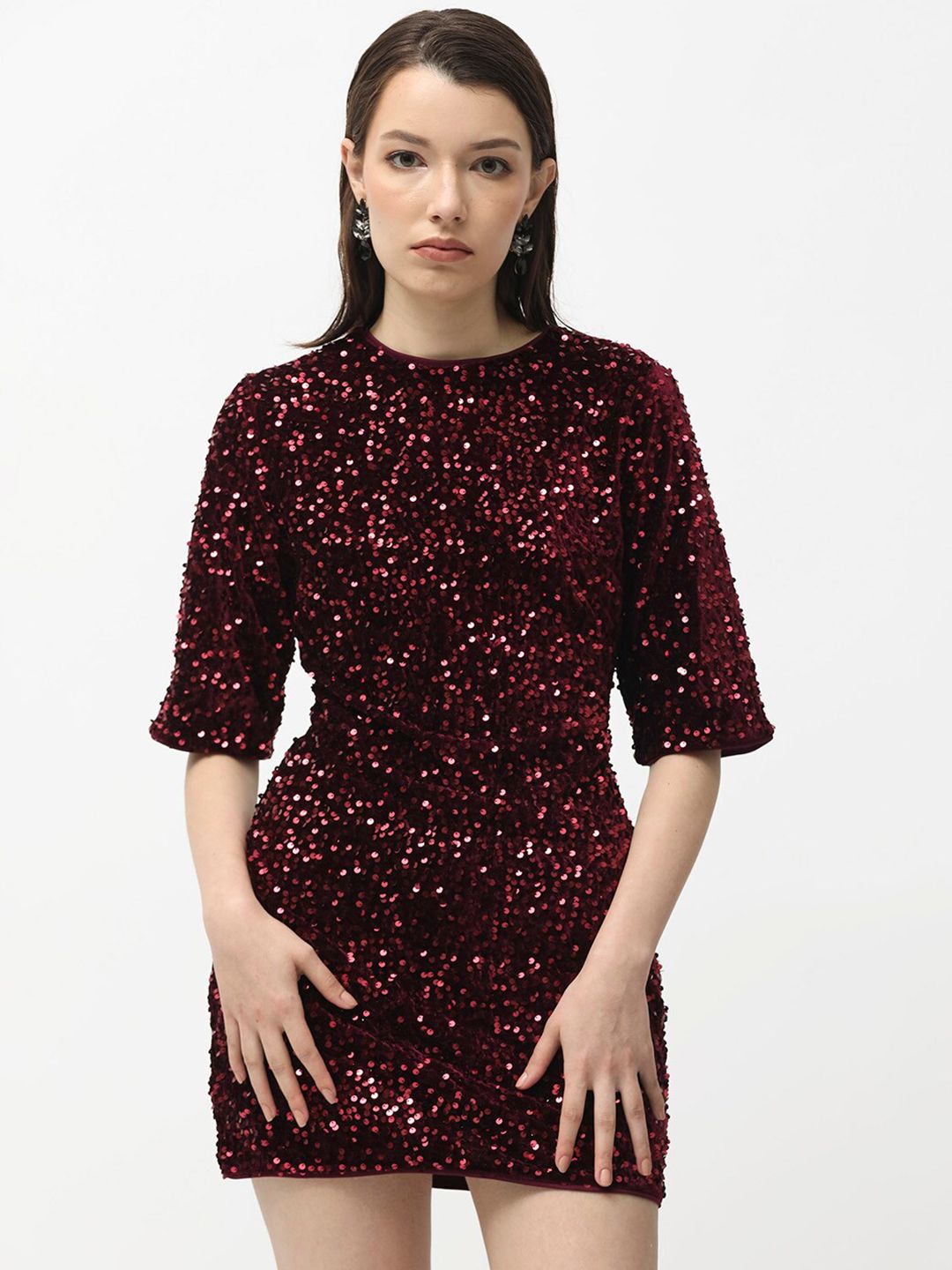 RAREISM Embellished Sequinned Sheath Mini Dress