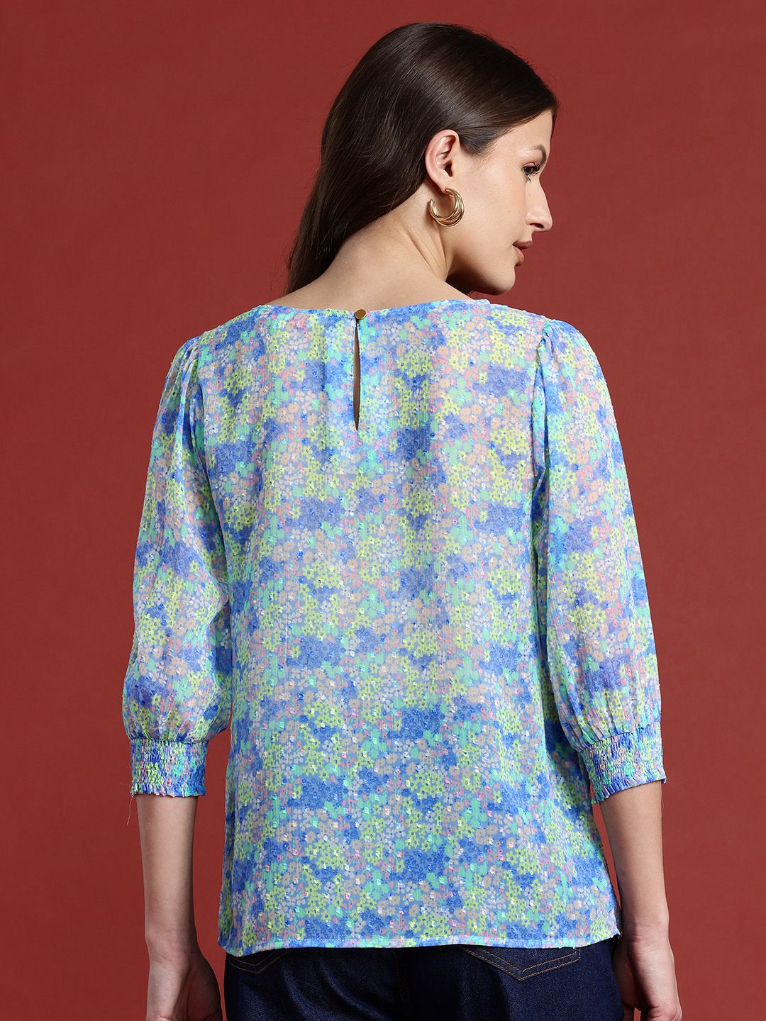 all about you Floral Print Semi Sheer Top
