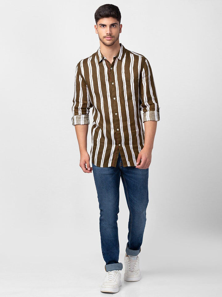 SPYKAR Men Slim Fit Striped Casual Shirt
