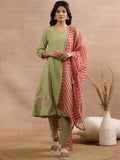 W Women Regular Sequinned Kurta with Trousers & With Dupatta