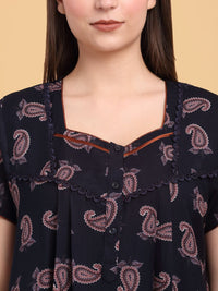 Sweet Dreams Ethnic Motifs Print Square Neck Maxi Nightdress