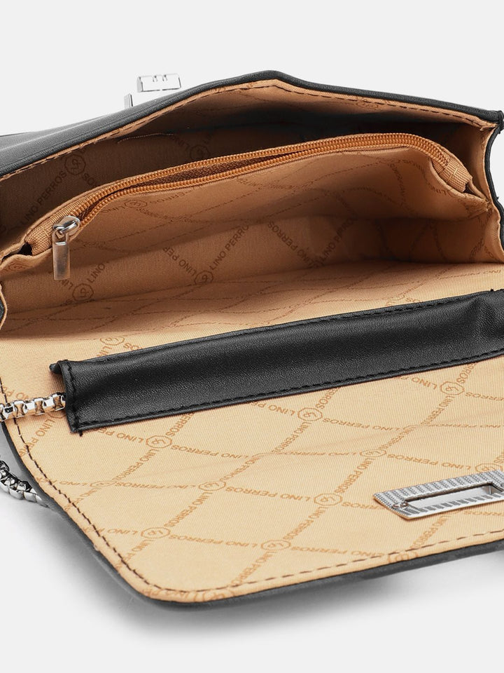 Lino Perros Geometric Textured Structured Sling Bag with Quilted Detail