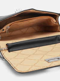 Lino Perros Geometric Textured Structured Sling Bag with Quilted Detail