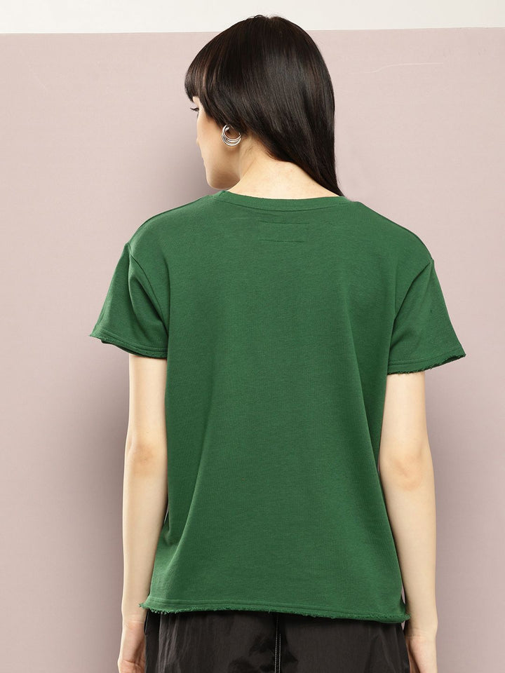 DILLINGER Women Ultra Soft Drapey Cotton Crew Neck Boxy T-Shirt
