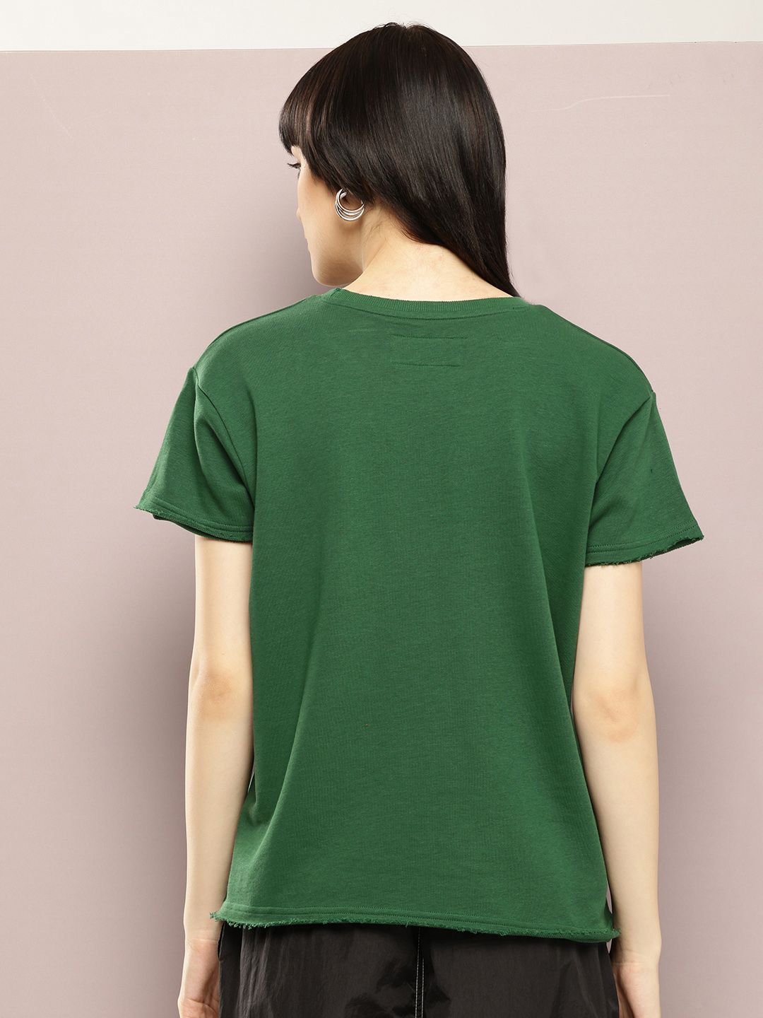 DILLINGER Women Ultra Soft Drapey Cotton Crew Neck Boxy T-Shirt