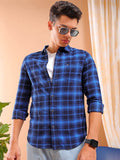 The Indian Garage Co Slim Fit Tartan Checked Cutaway Collar Twill Weave Pure Cotton Shirt