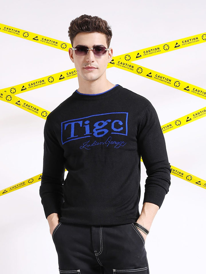 The Indian Garage Co Typography Printed Pullover Acrylic Sweater