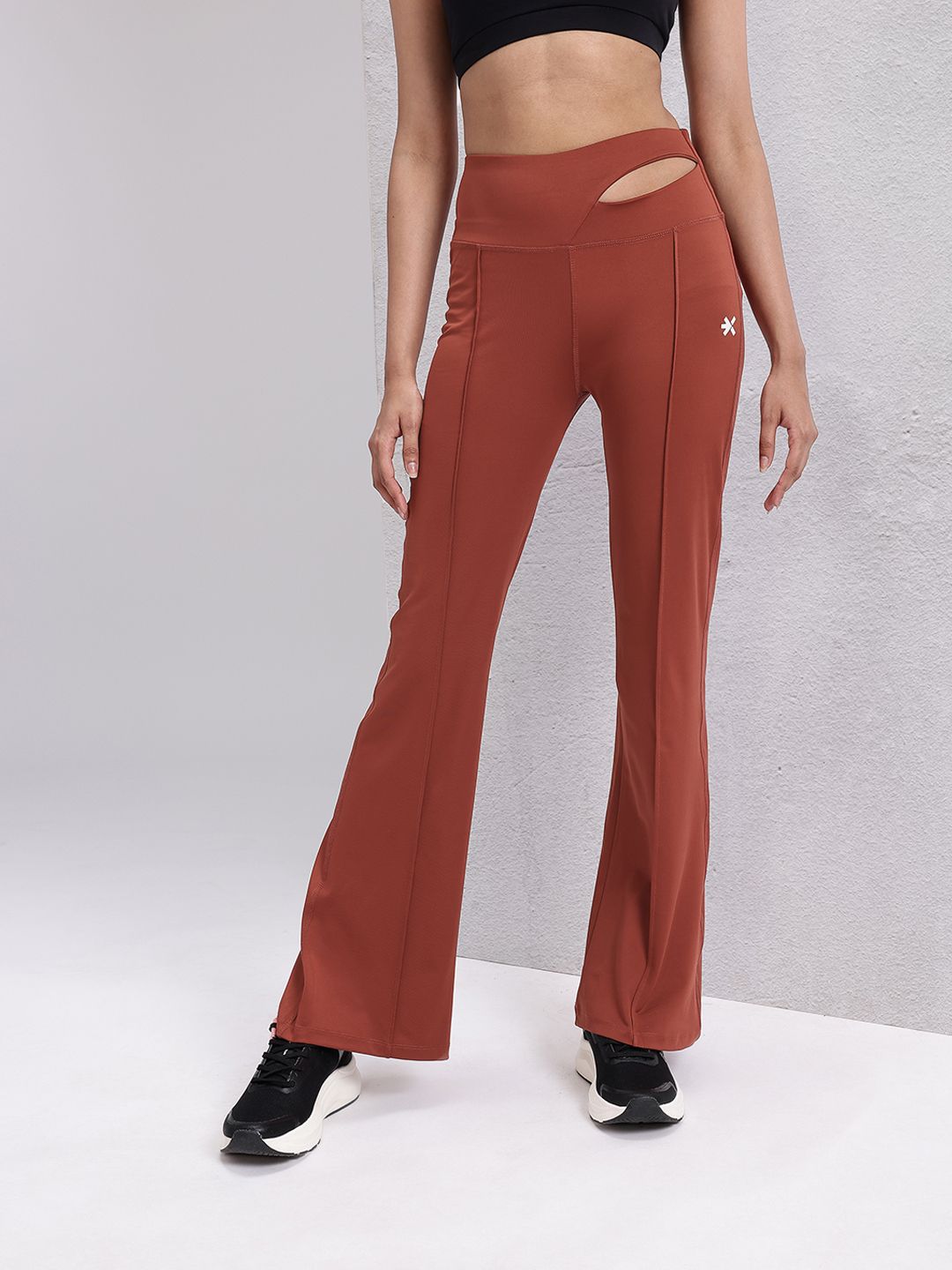 HRX by Hrithik Roshan Women High-Rise Cut-Out Detail Rapid-Dry Flared Training Tights