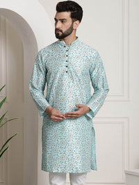 SOJANYA Rekaan Tenun Bunga Kolar Mandarin Sutera Kapas Kurta