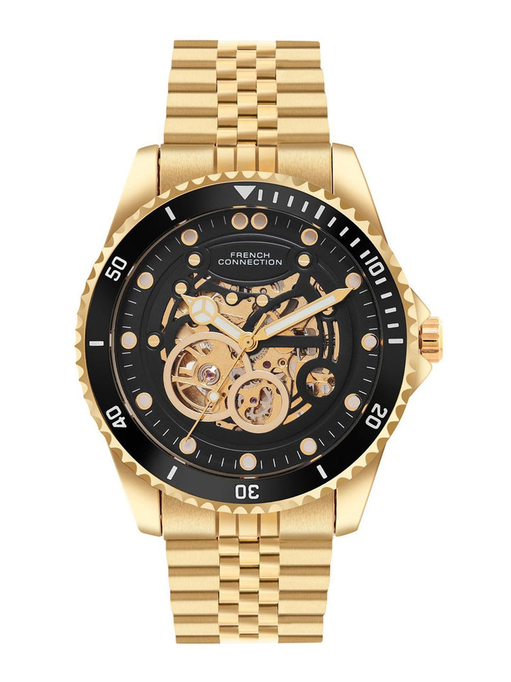 French Connection Men Skeleton Dial & Reset Time Analogue Automatic Motion Watch
