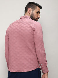 Campus Sutra Classic Self Design Spread Collar Casual Shirt