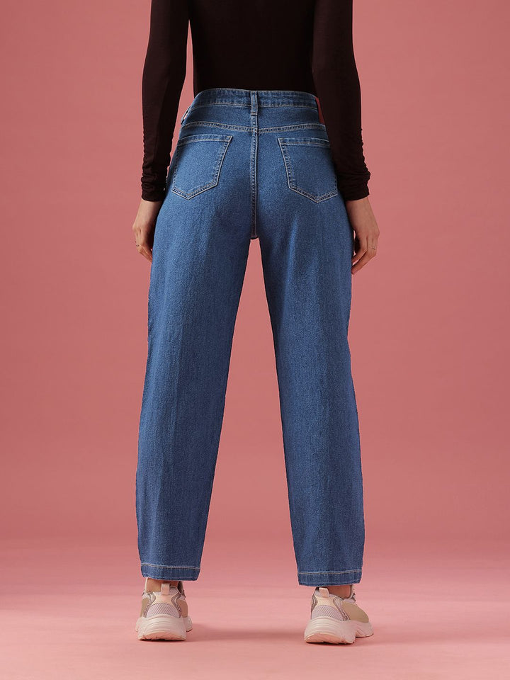 DressBerry Women Mom Fit High-Rise Light Fade Stretchable Jeans