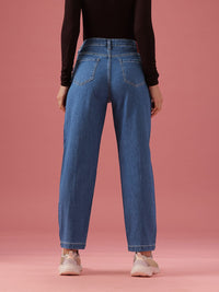 DressBerry Women Mom Fit High-Rise Light Fade Stretchable Jeans