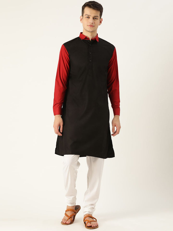 SOJANYA Lelaki Hitam Solid Kurta Lurus