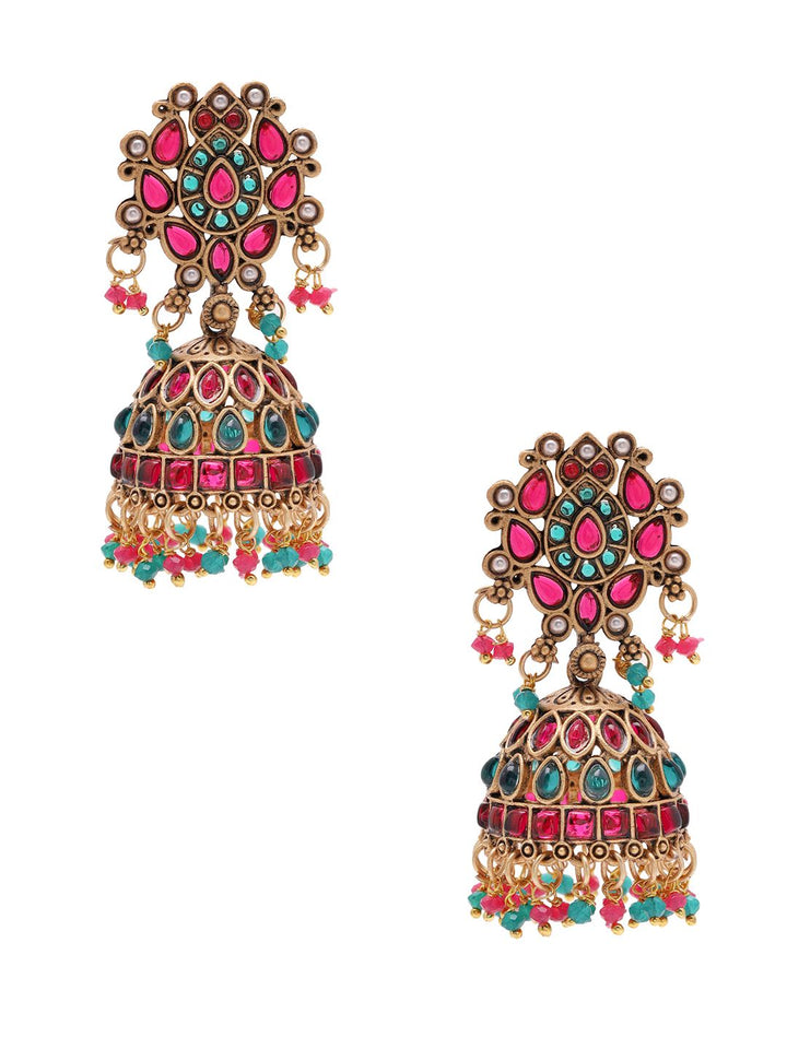 Jhumkas kontemporari bersalut emas Priyaasi