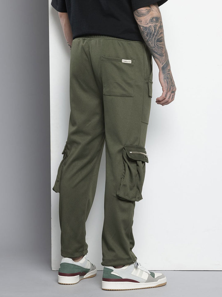 The Indian Garage Co Men Relaxed Fit Textured Cargo Track Pant