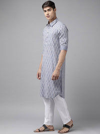 See Designs Geometric Printed Cotton Pathani Kurta
