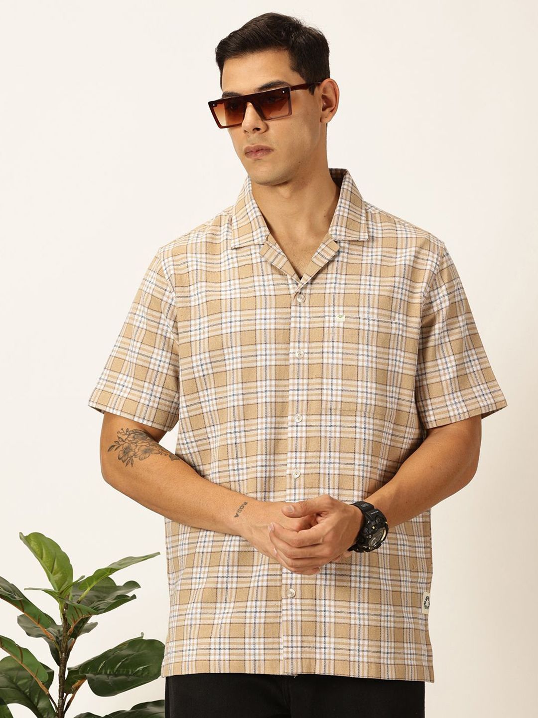 Thomas Scott Men Premium Tartan Checks Casual Oversized Shirt