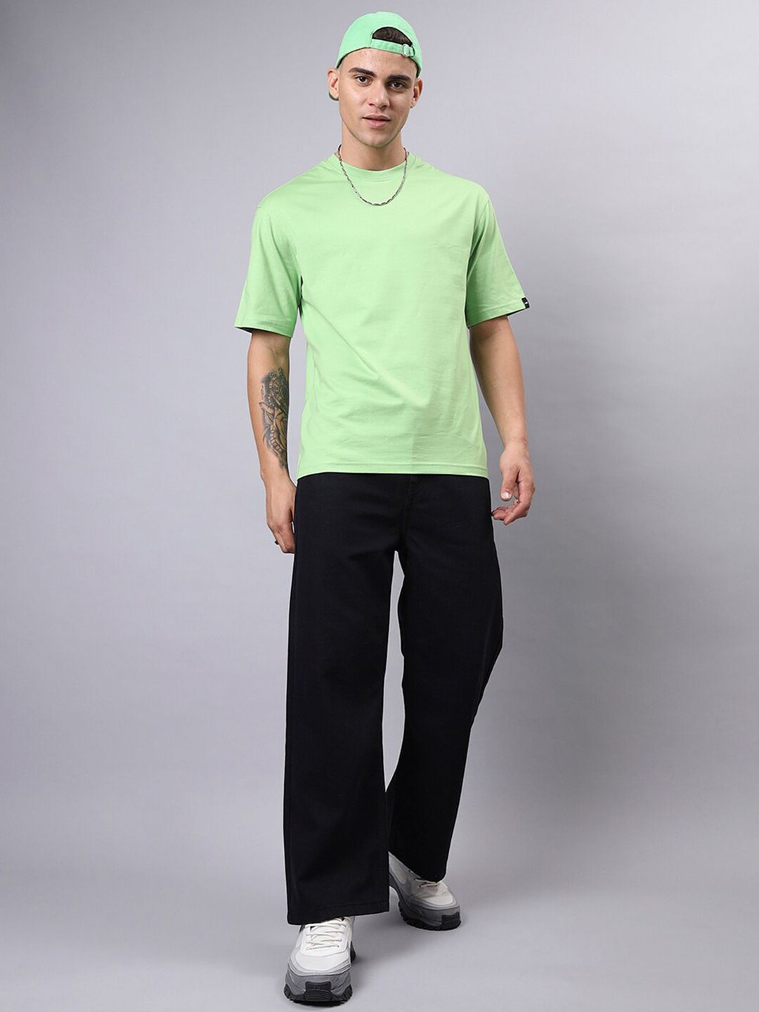 Bewakoof Drop-Shoulder Sleeves Oversized Cotton T-shirt
