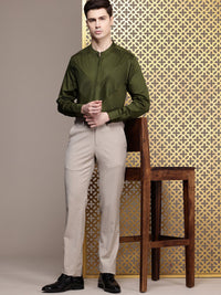 House of Pataudi Pure Cotton Pleated Party Shirt