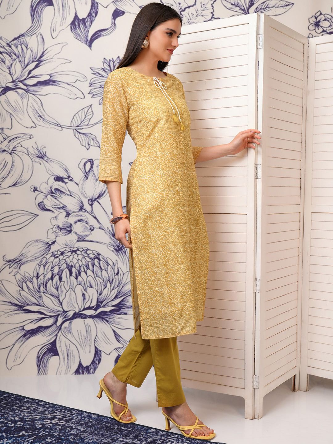 Vishudh Printed Regular Pure Cotton Kurta with Trousers & With Dupatta