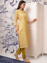 Vishudh Printed Regular Pure Cotton Kurta with Trousers & With Dupatta