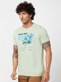SPYKAR Graphic Printed Round Neck Slim Fit Cotton Casual T-Shirt