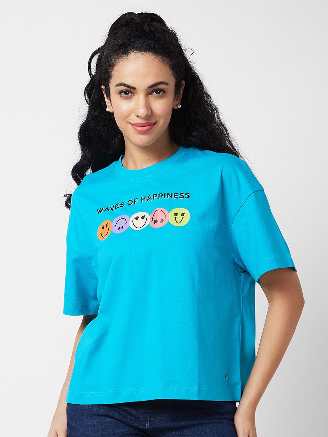 SPYKAR Round Neck Typography Printed Cotton T-shirt
