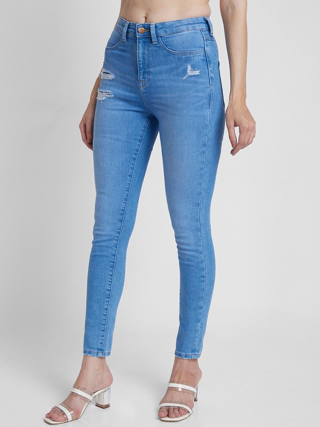 SPYKAR Women Super Skinny Fit Mild Distressed Stretchable Jeans