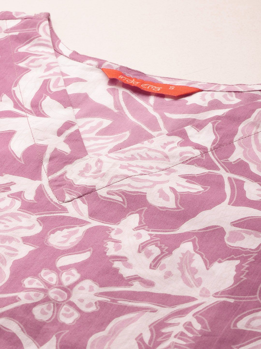 Indo Era Floral Printed Pure Cotton Tunic With Trousers