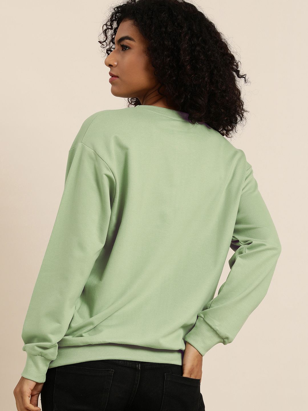 DILLINGER Women Green Typographic Oversized Sweatshirt
