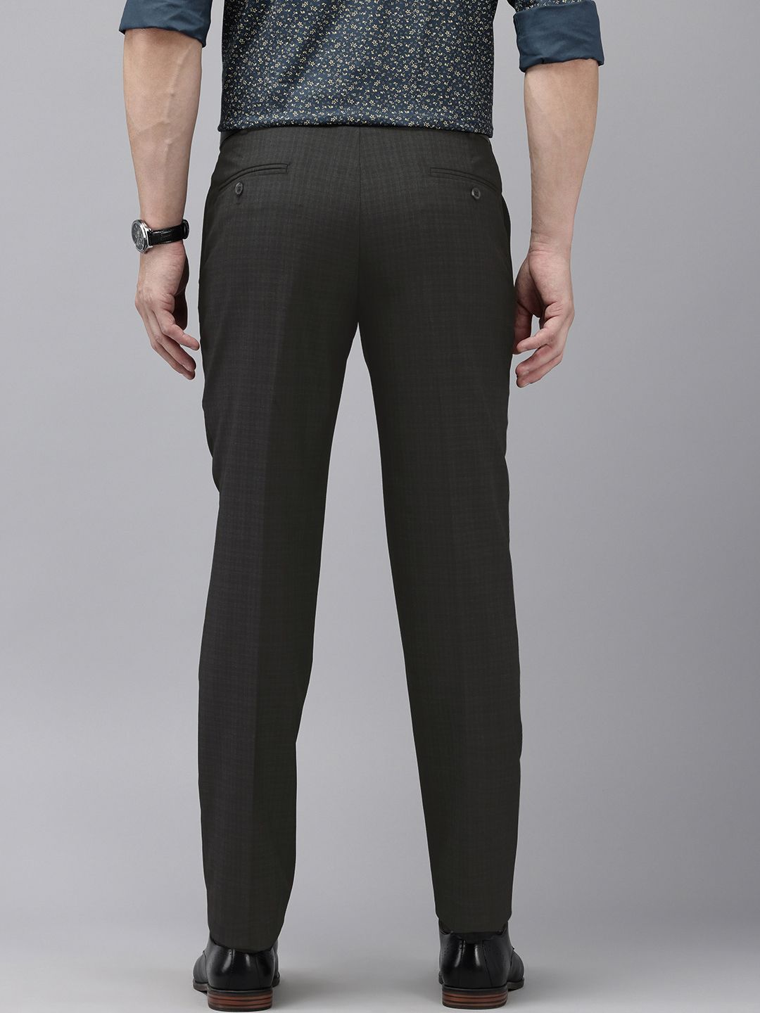 Park Avenue Men Checked Formal Trousers