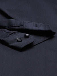DENNISON Men Navy Blue Smart Slim Fit Stretchable Lycra Formal Shirt