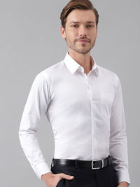 Hancock Men White Slim Fit Solid Formal Shirt