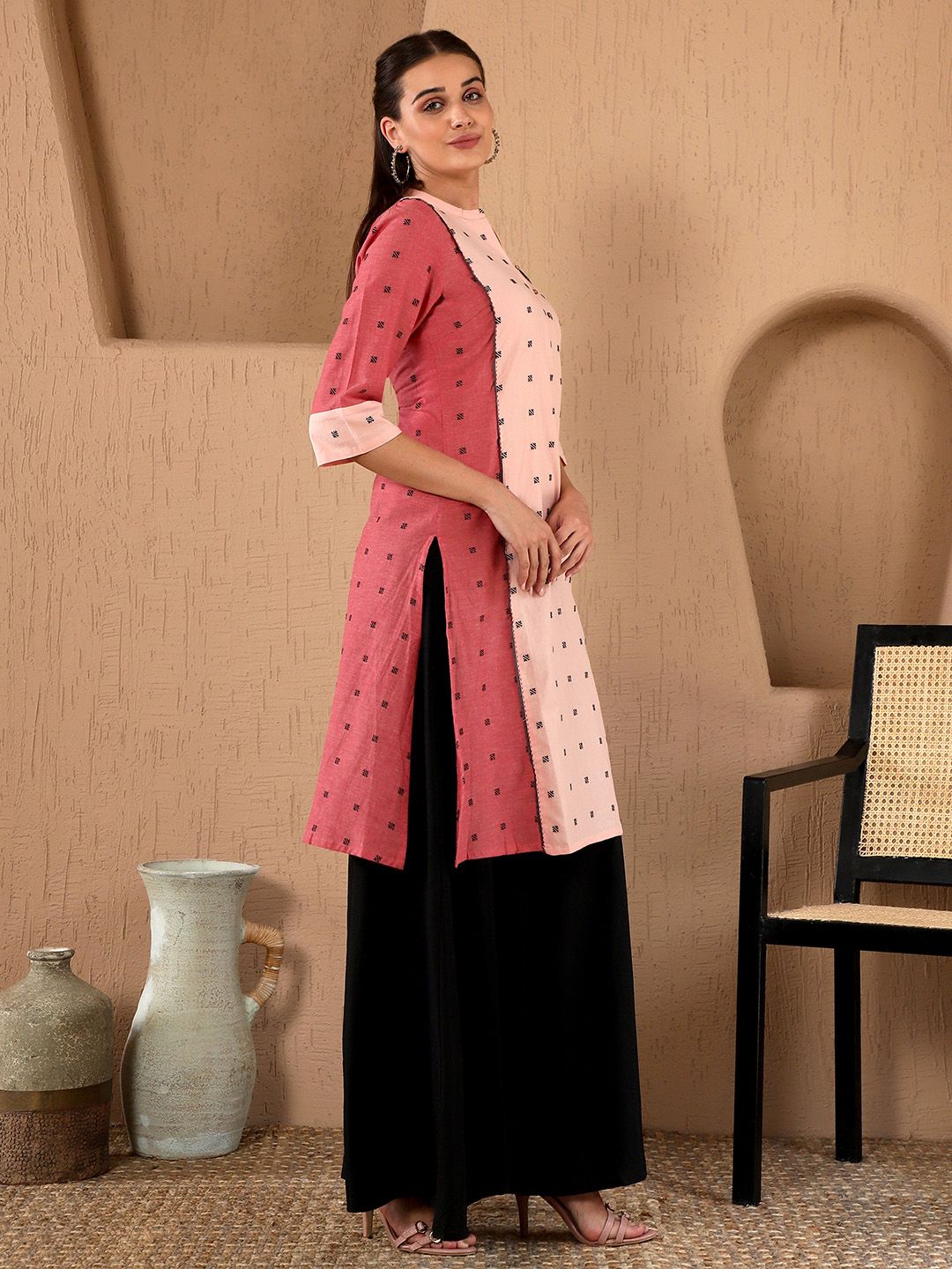 W Women Red Ethnic Motifs Printed Kurta