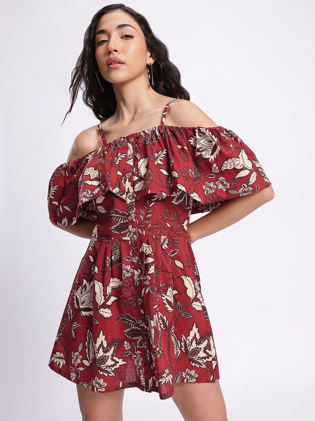 DressBerry Summery Twirl Floral Print Mini A-line Dress