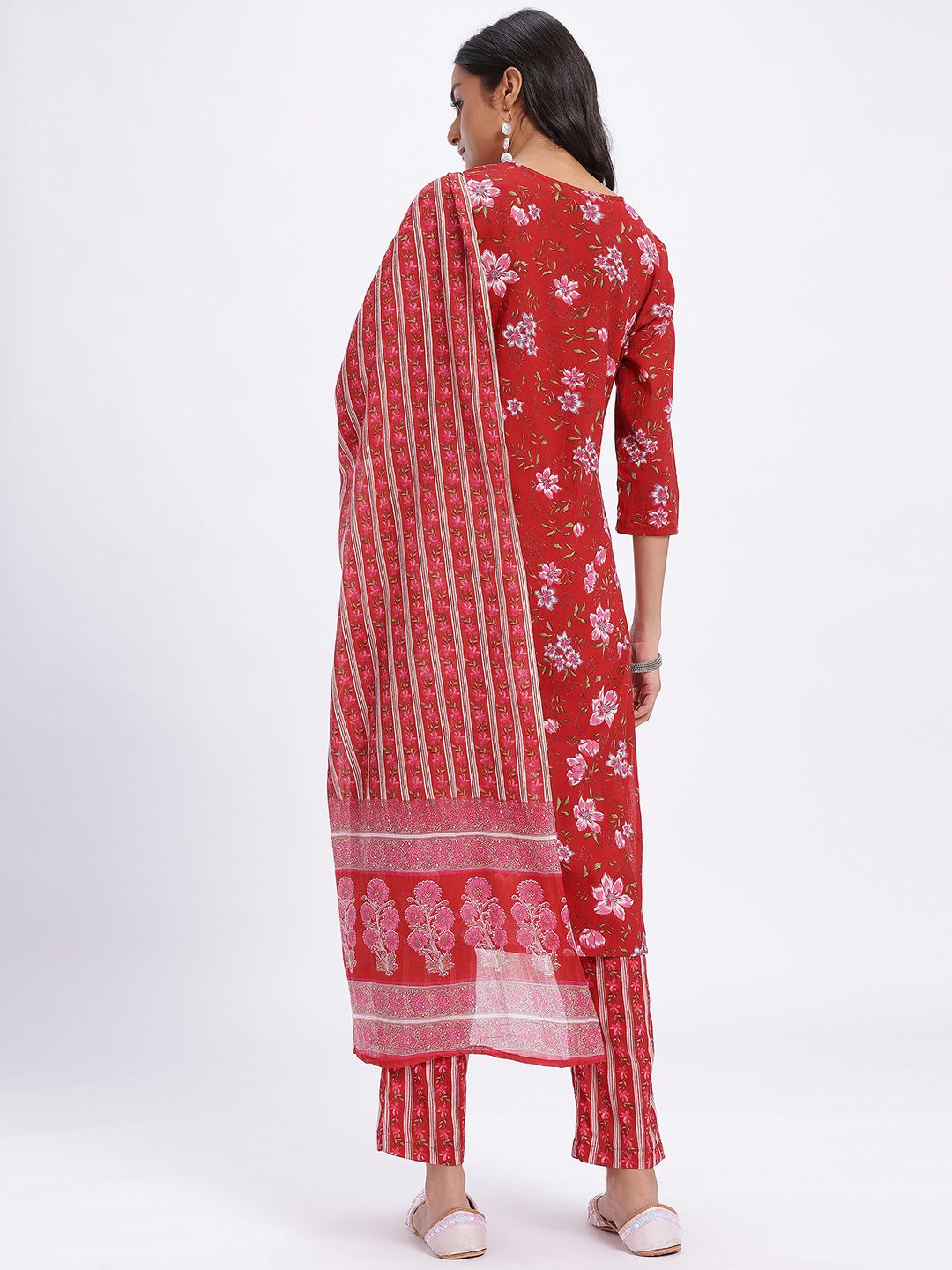 Anouk Women Indie Floral Pure Cotton Kurta with Trousers & Dupatta