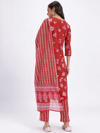 Anouk Women Indie Floral Pure Cotton Kurta with Trousers & Dupatta
